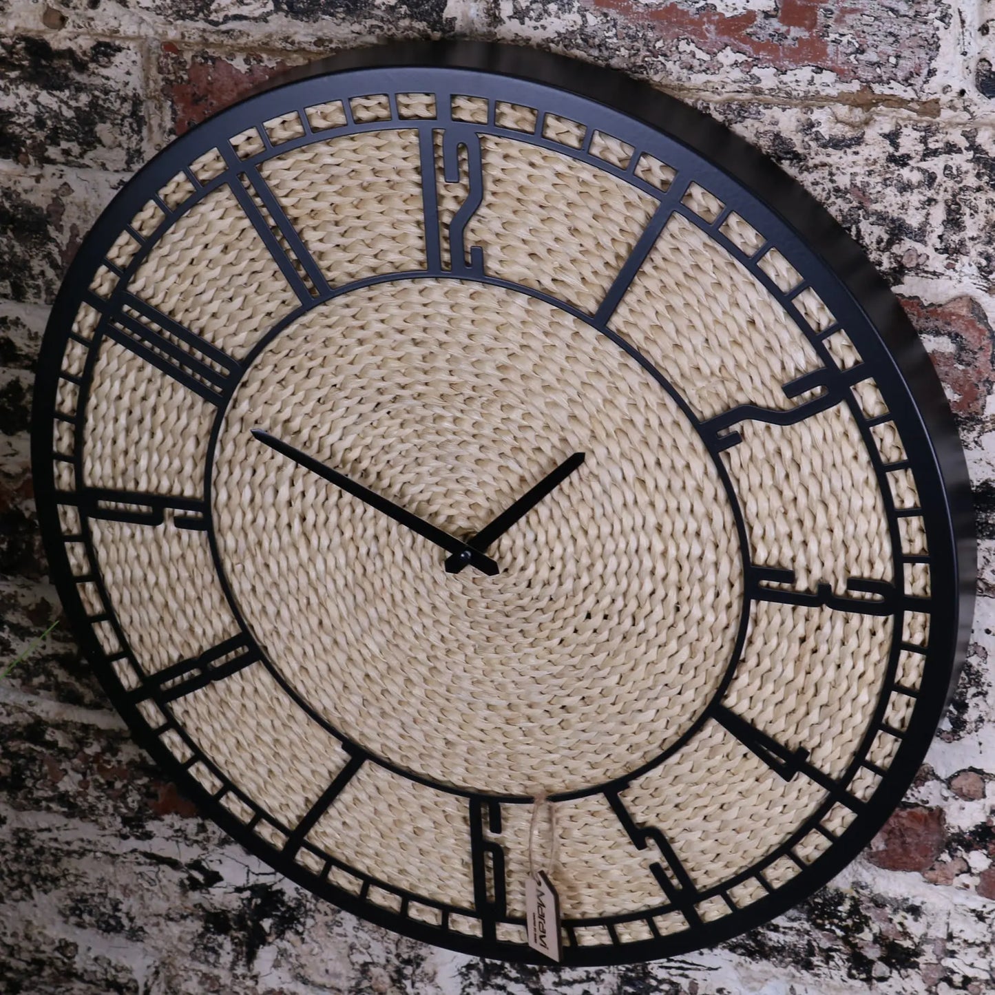 Malada Husk Wall Black Clock 50cm - Angled Top View