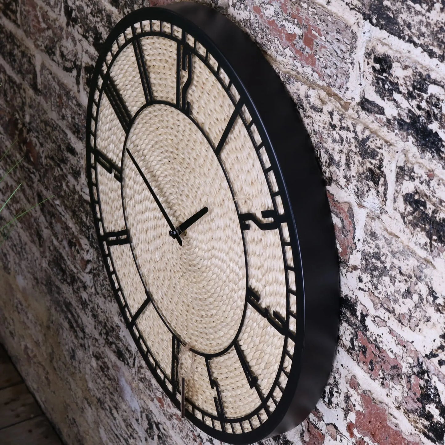 Malada Husk Wall Black Clock 50cm - Side View