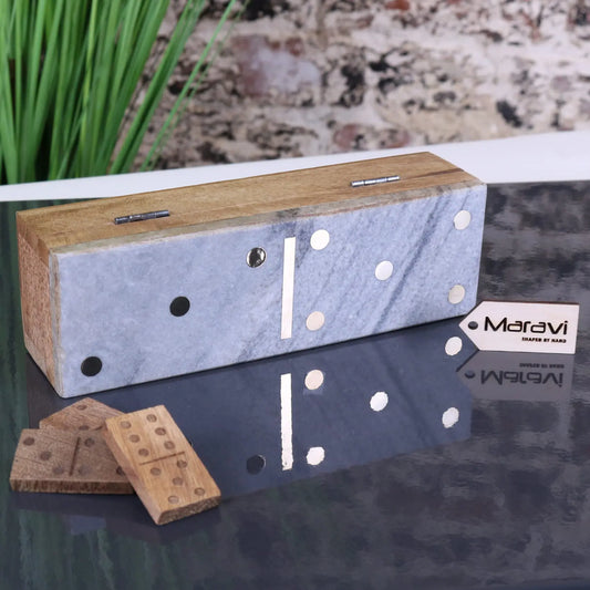 Osian Marble Lid Dominoes Set - Grey Colour Main Image