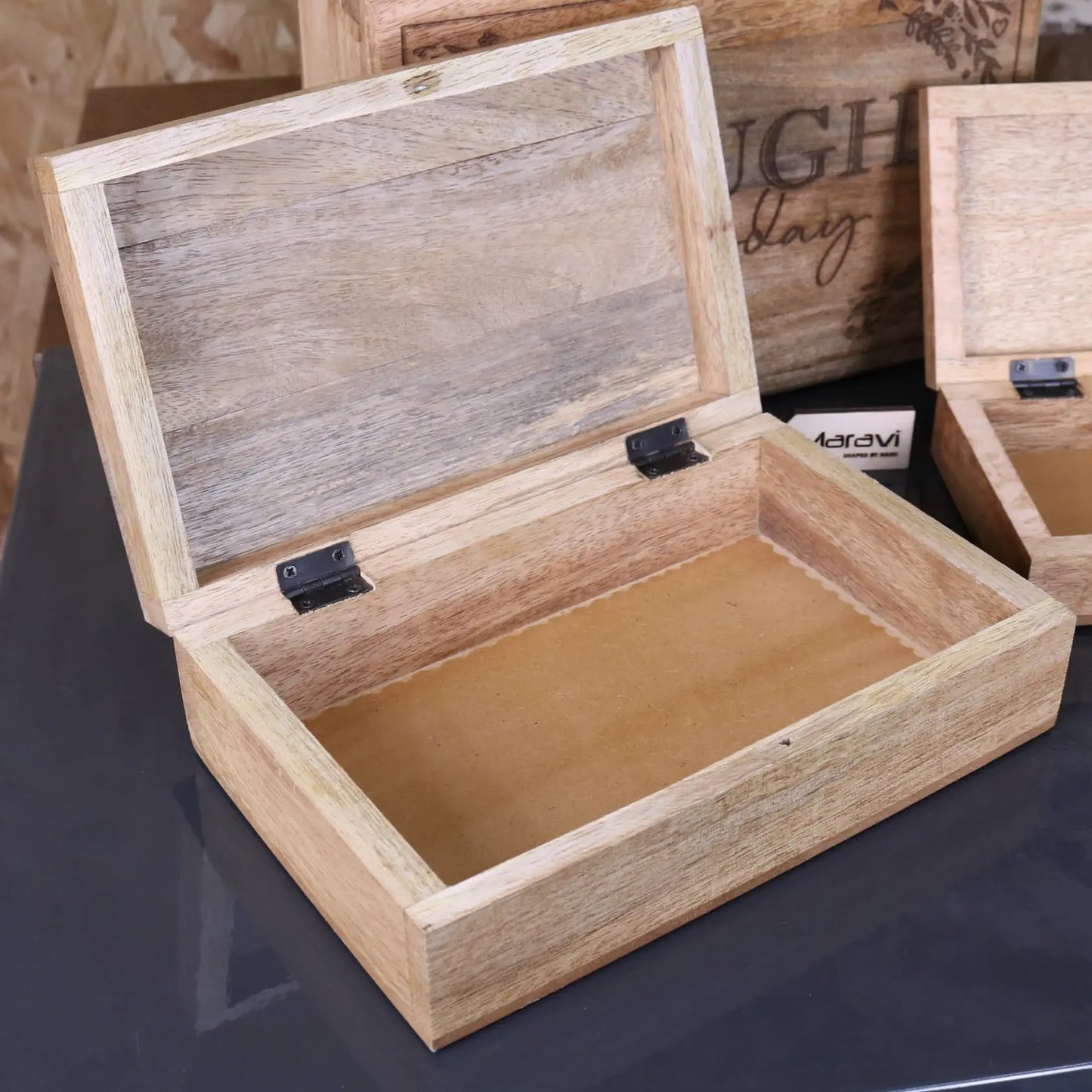 Noakh Set of 3 Live Laugh and Love Boxes - Looking into Opened Box