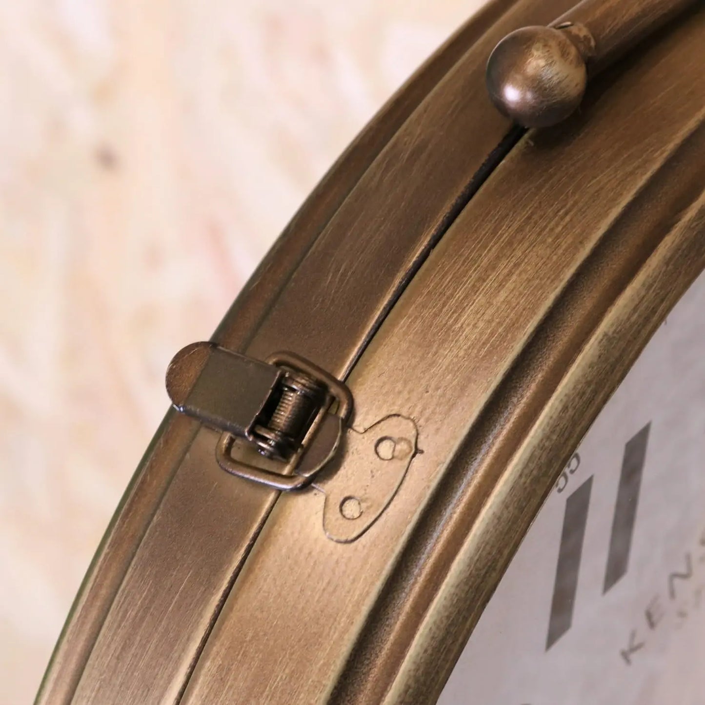 Kensington Station Railway Style Double Sided Clock - Closeup of Catches