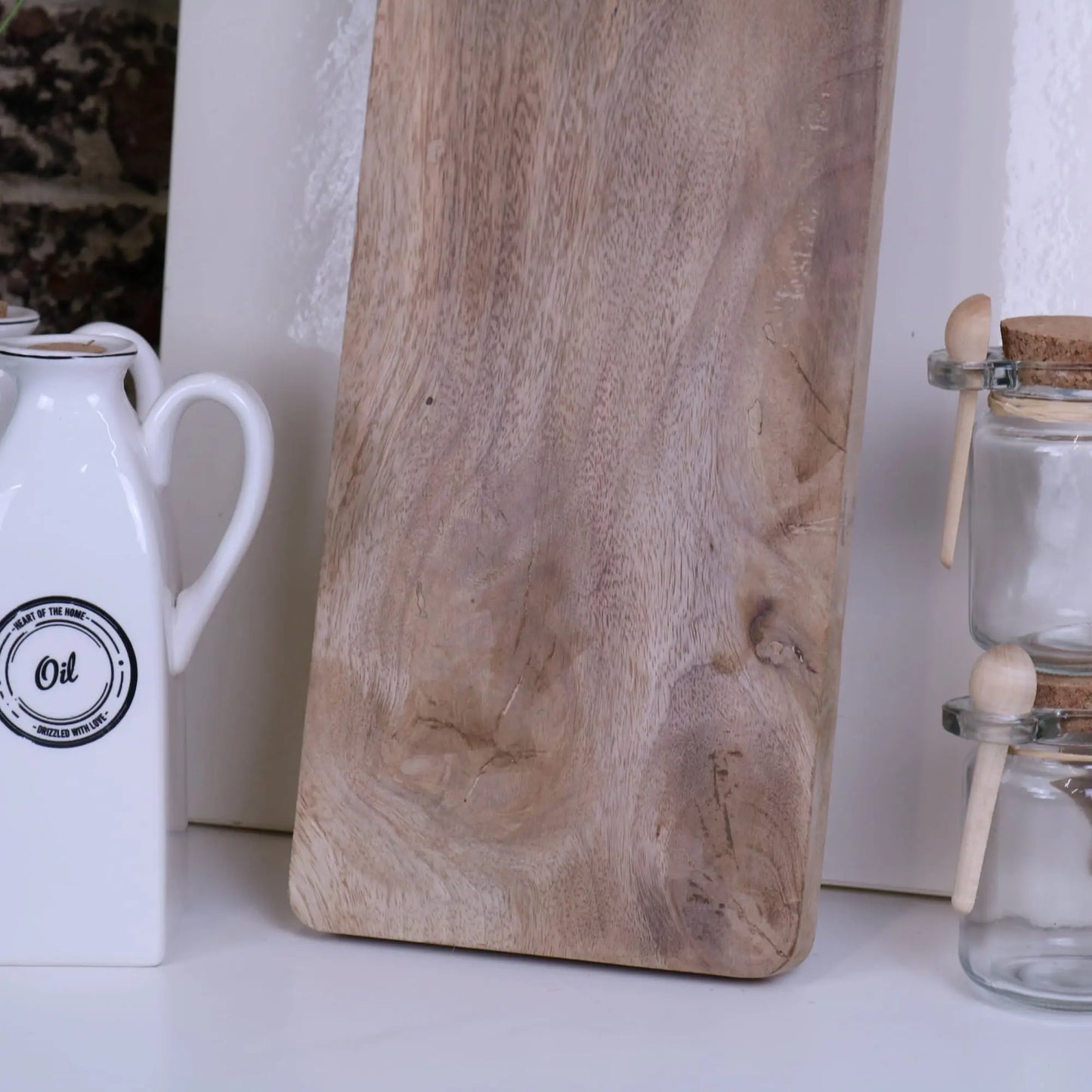 Bermo Long 99cm Wooden Serving Board - Closeup of Board End