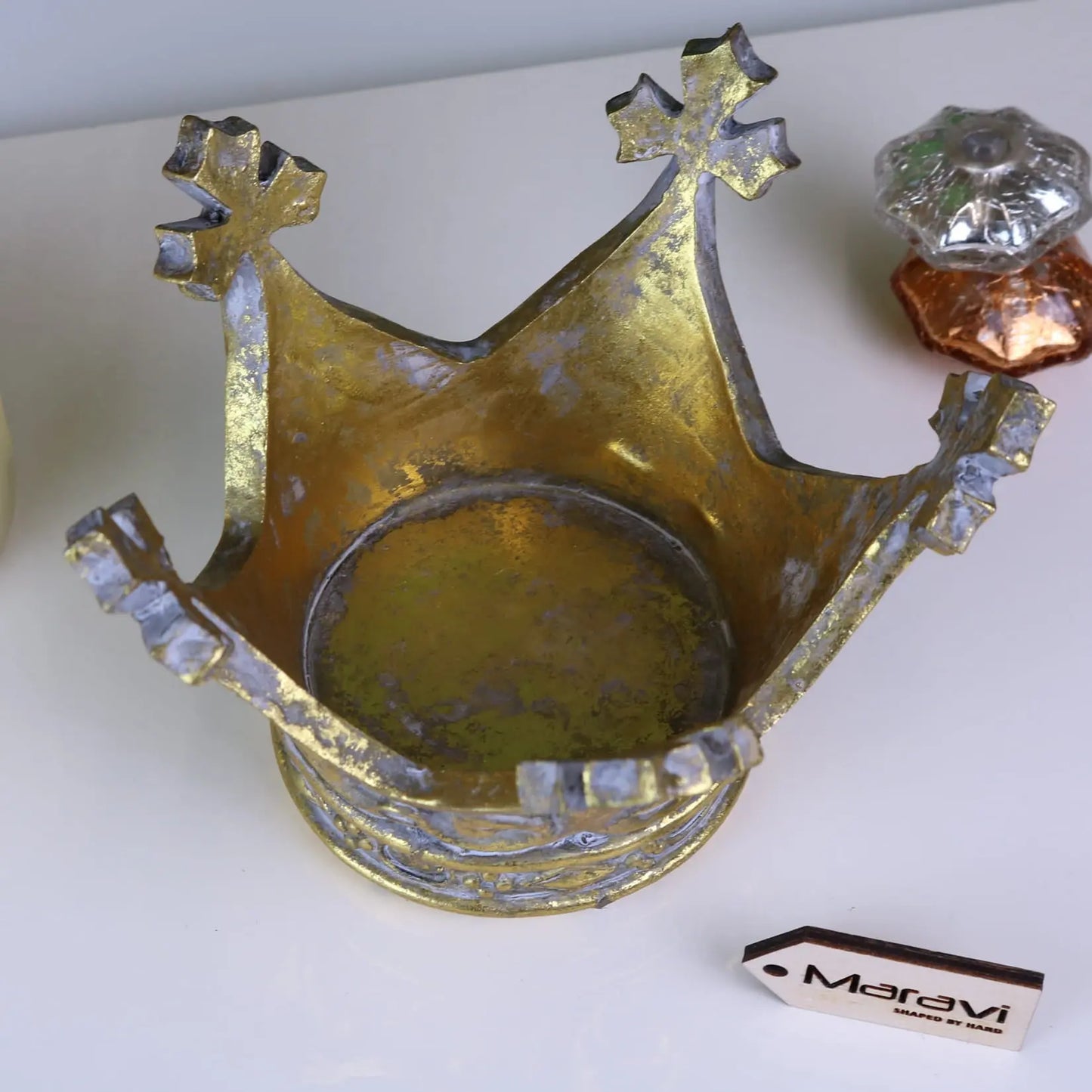 Ziro Crown Candle Holder Vintage Style - Top View