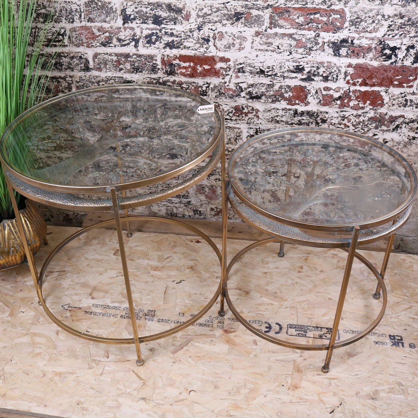 Belagavi Set of 2 Round Side Tables Tree Design - Main Image