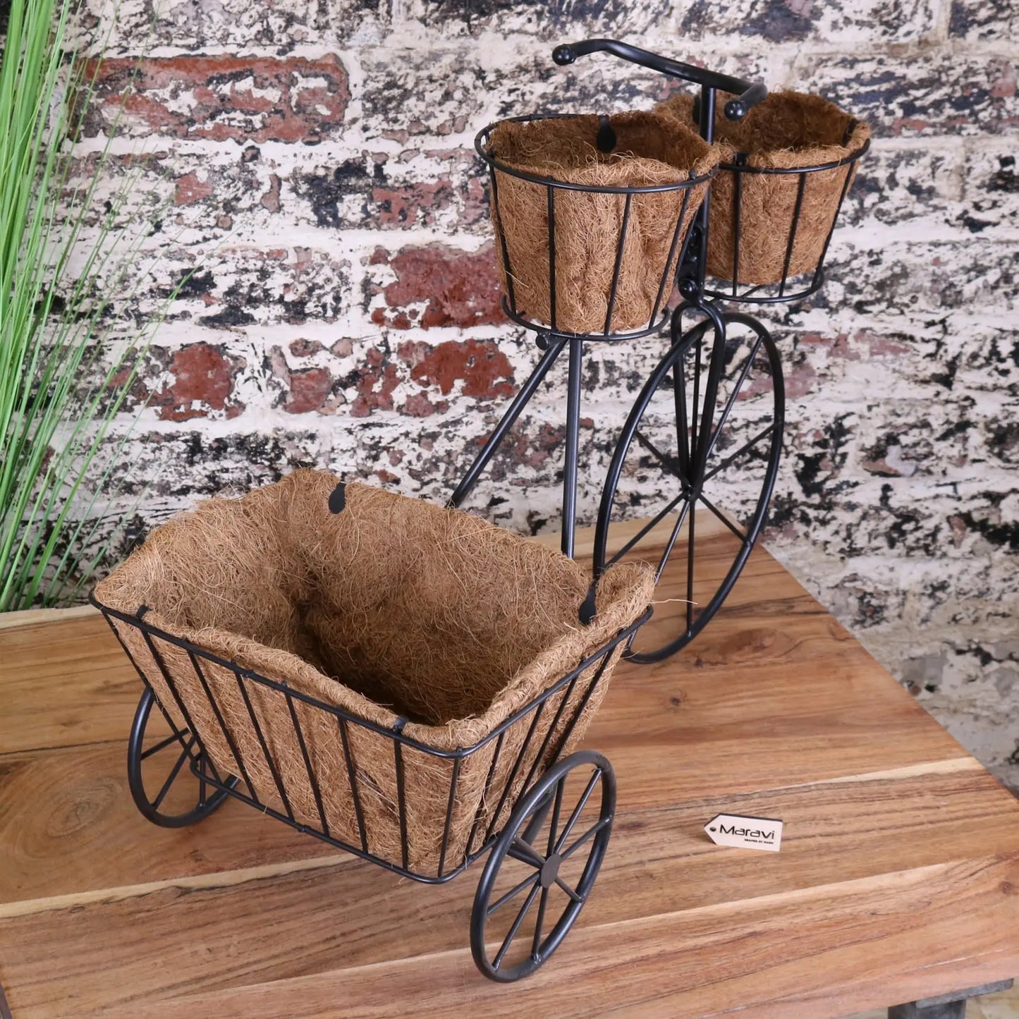 Bike Planter Metal Vintage Black - Rear View