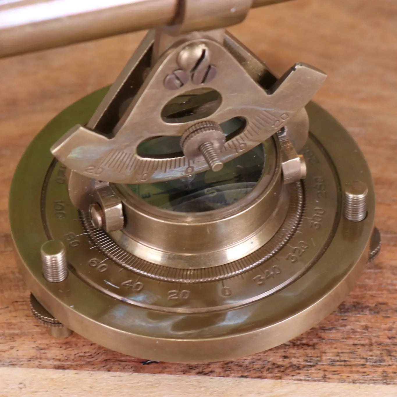 Antique Finish Brass Alidade - Closeup of Dial