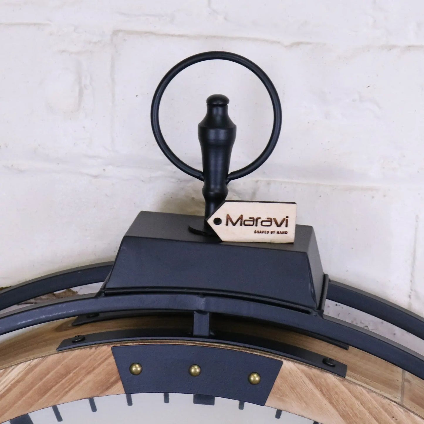 Industrial Large Cog Clock White and Gold - Closeup of Handles