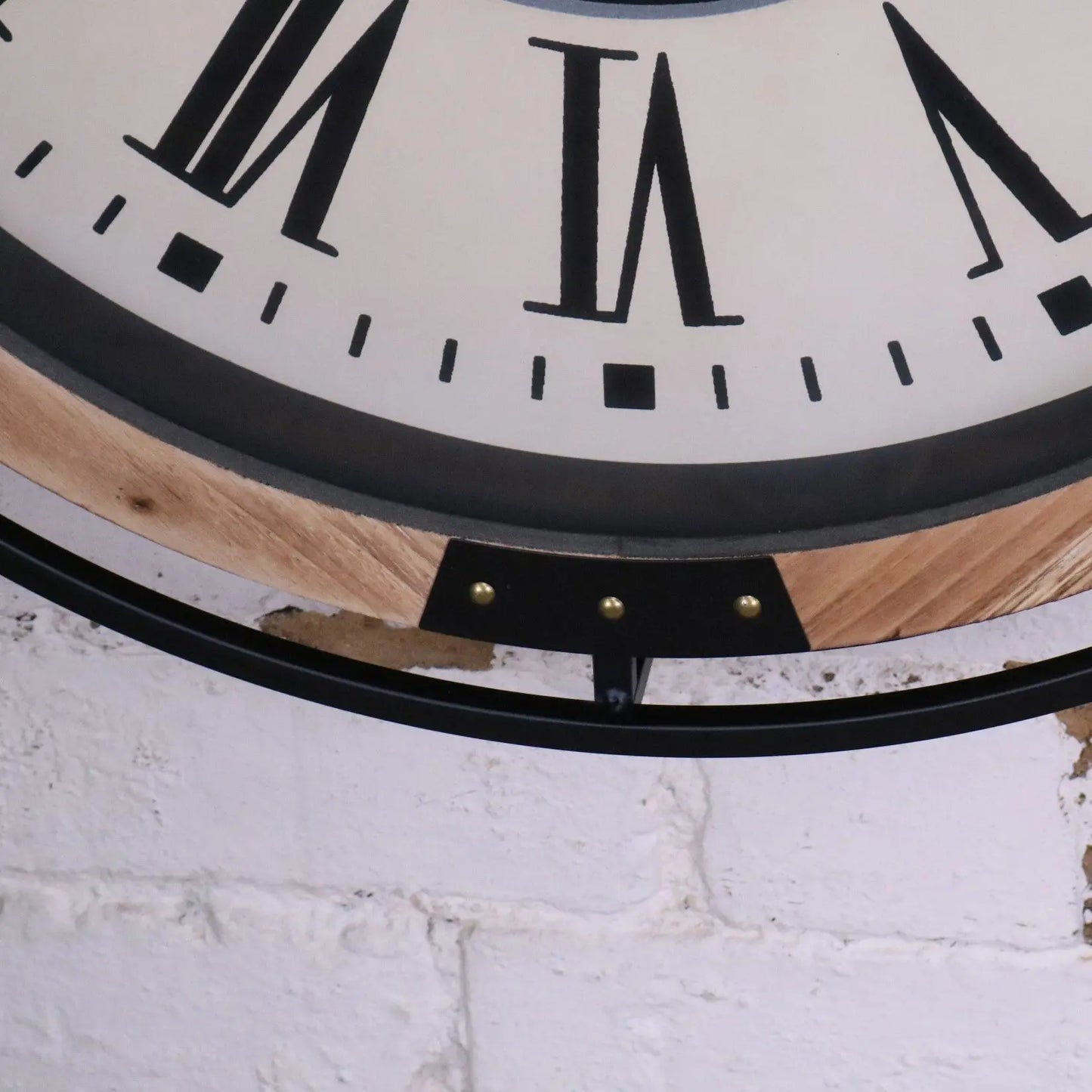 Industrial Large Cog Clock White and Gold - Closeup of Frame