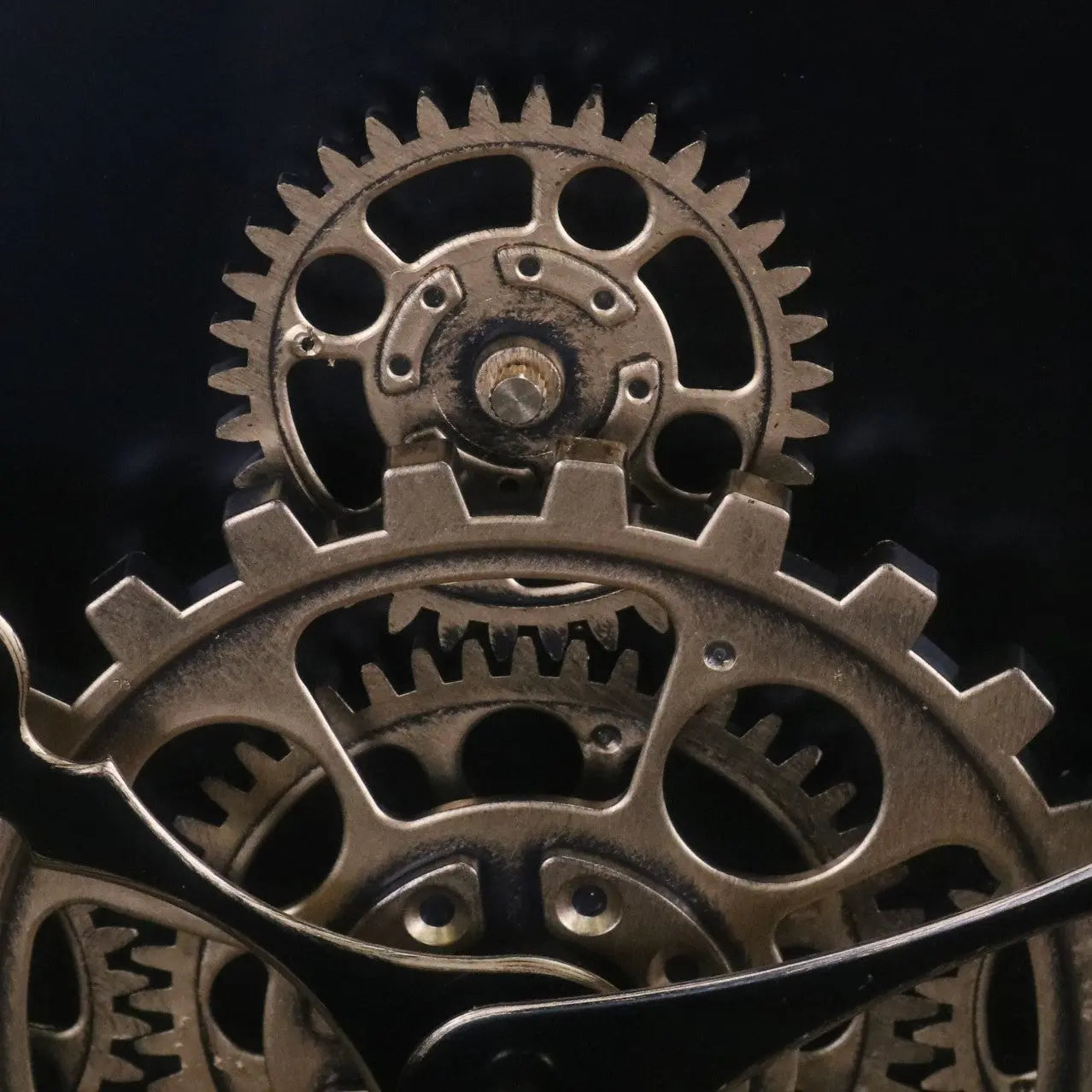 Industrial Large Cog Clock White and Gold - Closeup of Cog