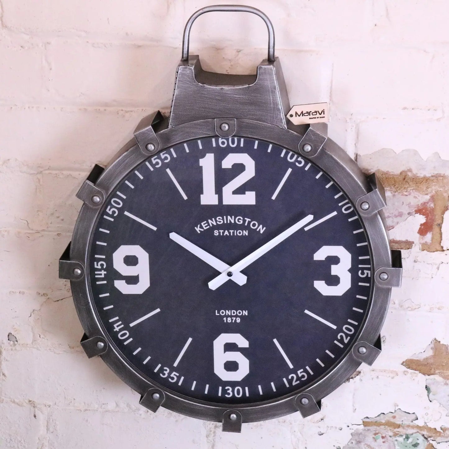 Industrial Style Wall Clock Gunmetal Grey - Alternative Main Image