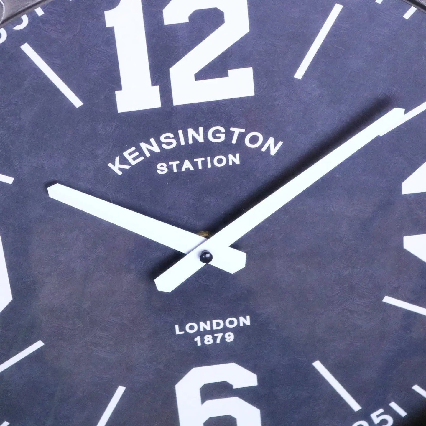 Industrial Style Wall Clock Gunmetal Grey - Closeup of Clock Face