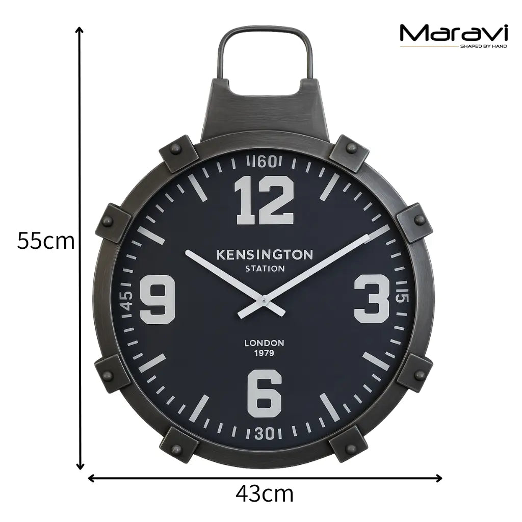 Industrial Style Wall Clock Gunmetal Grey - Dimensions