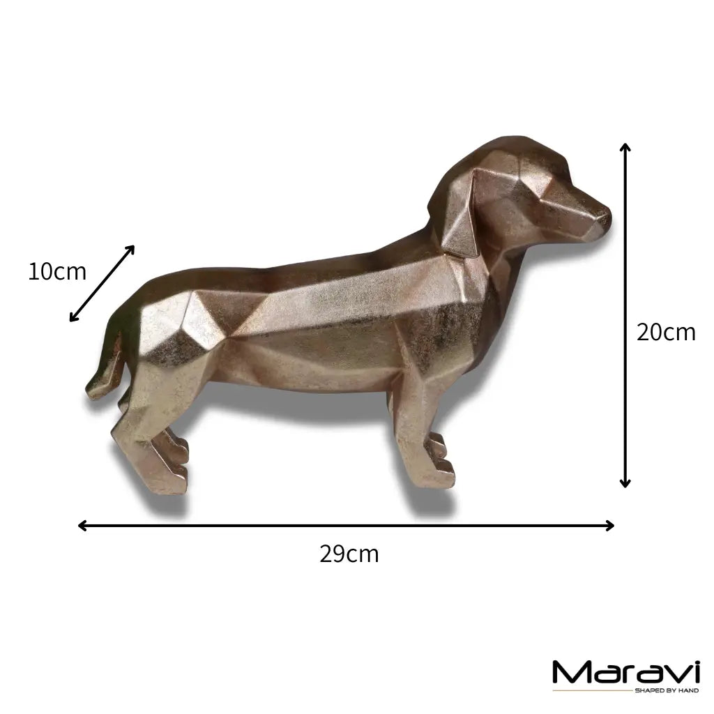 Janira Gold Geometric Sausage Dog Dachshund Ornament - Dimensions