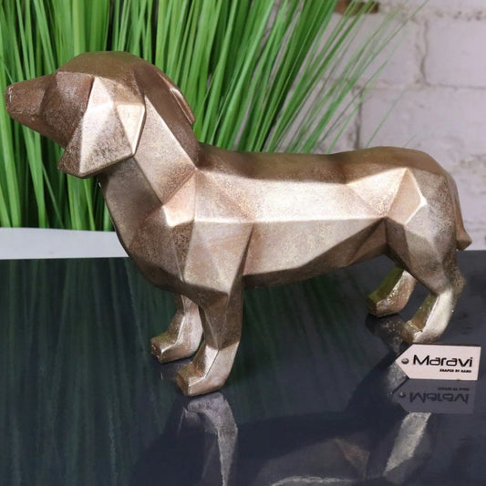 Janira Gold Geometric Sausage Dog Dachshund Ornament - Opposite Direction