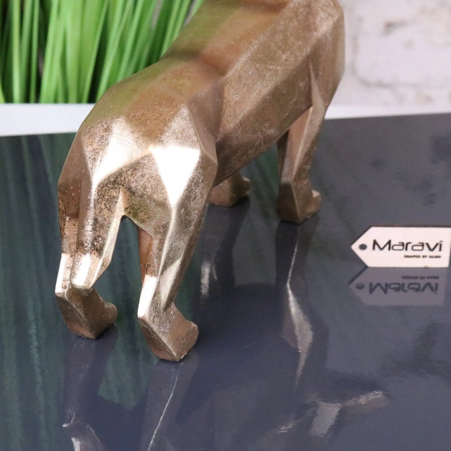 Janira Gold Geometric Sausage Dog Dachshund Ornament - Rear View