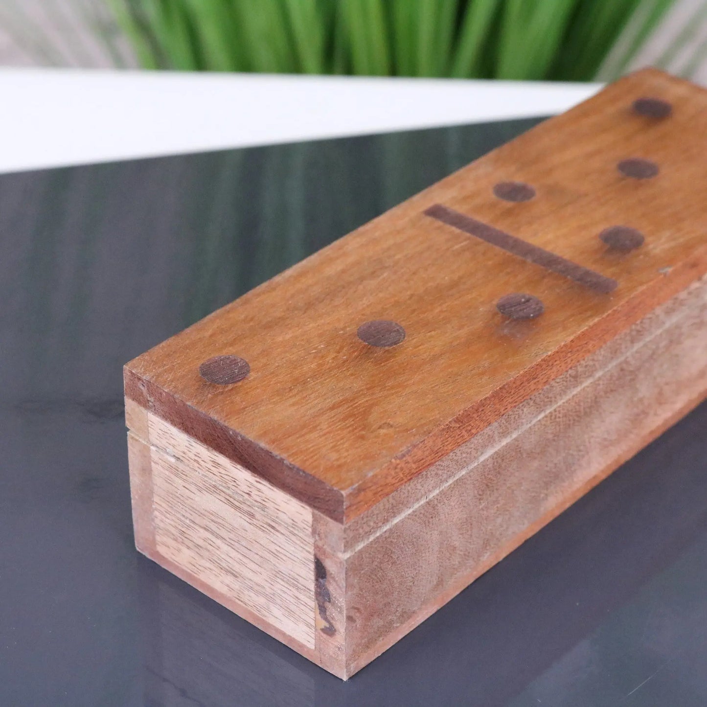Jeyra Wooden Dominoes Set - Side View of Box