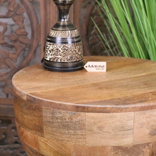 Jivana Mango Wood Side Table - Closeup of Tabletop