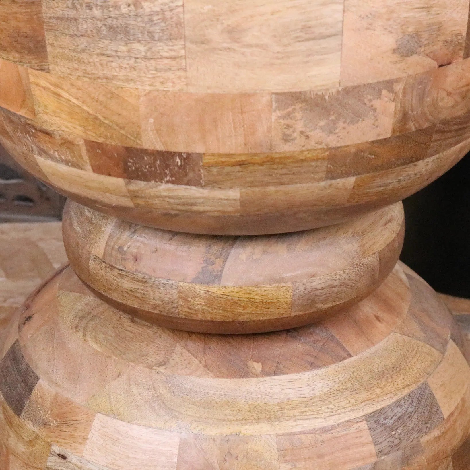 Jivana Mango Wood Side Table - Closeup of Middle Section