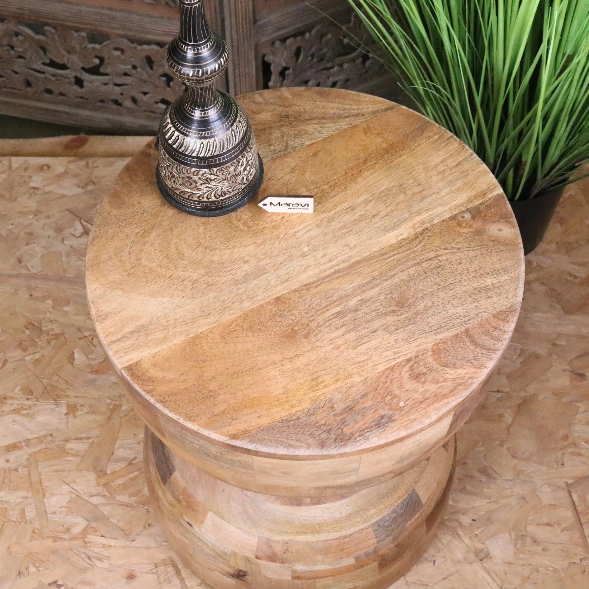 Jivana Mango Wood Side Table - Top View