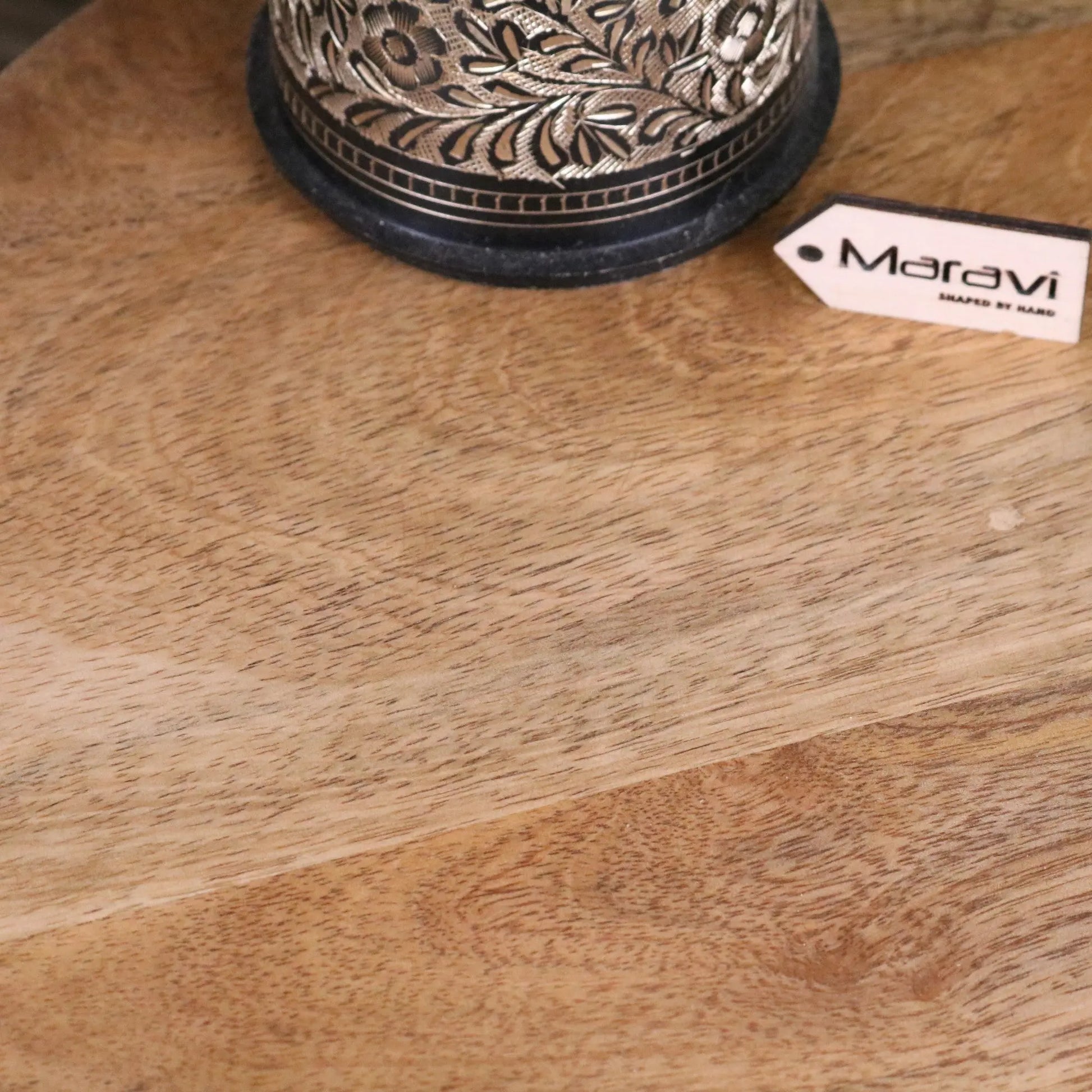 Jivana Mango Wood Side Table - Closeup of Woodgrain
