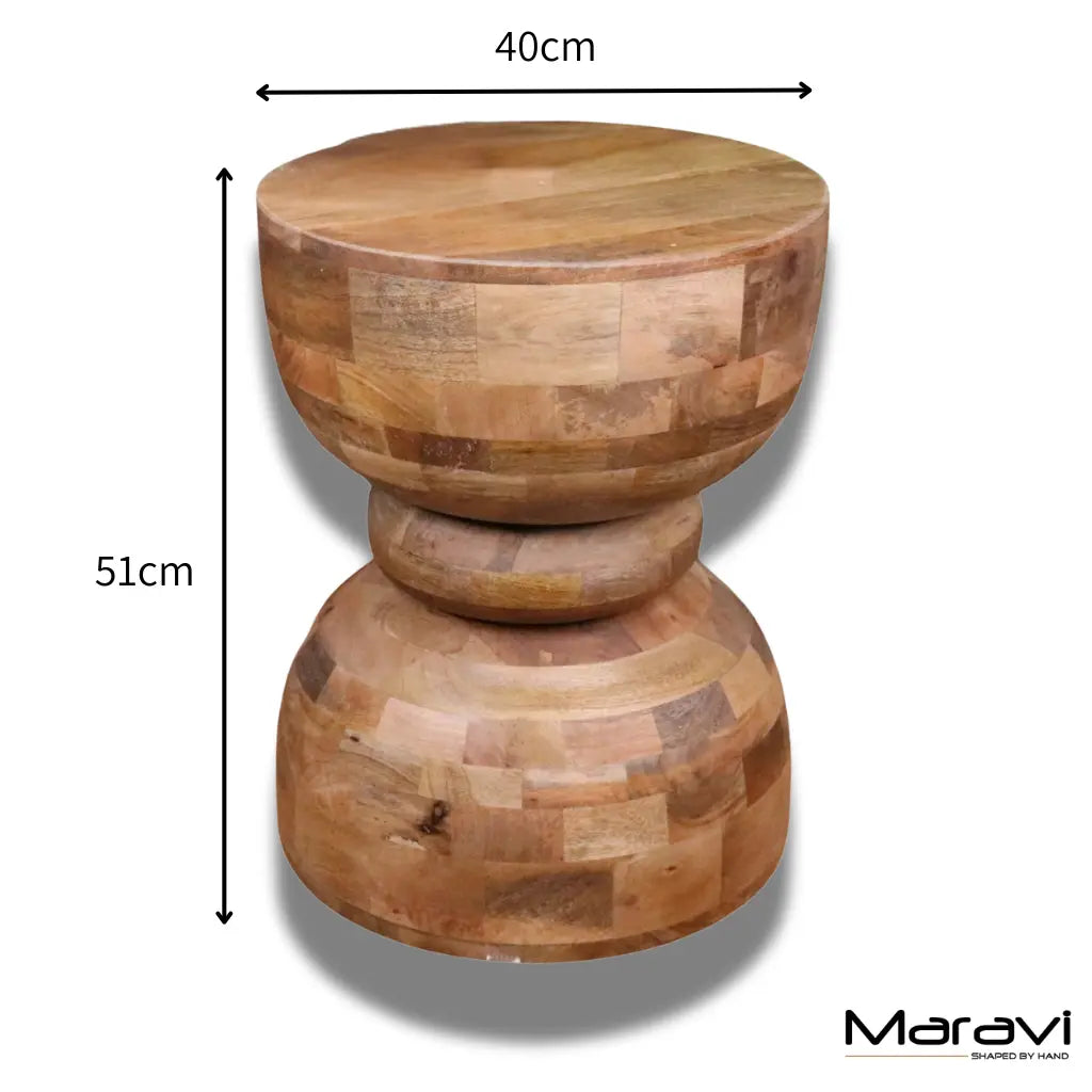 Jivana Mango Wood Side Table - Dimensions