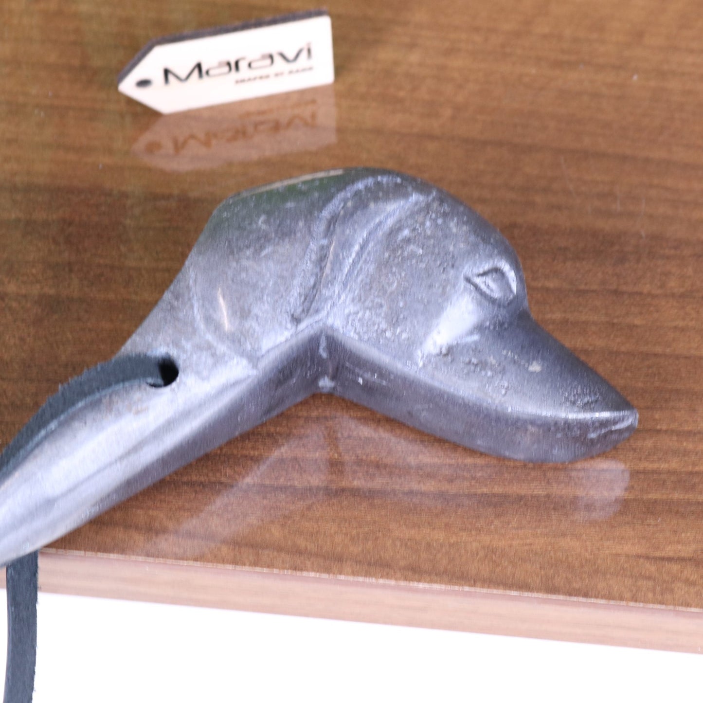 Kasha Dog Head Antique Style Shoe Horn Gunmetal - Closeup of Head