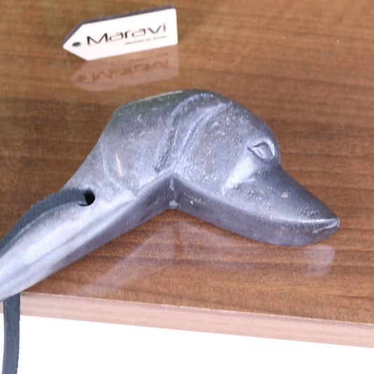 Kasha Dog Head Antique Style Shoe Horn Gunmetal - Closeup of Head