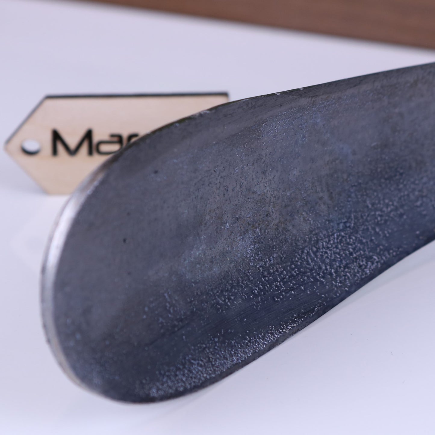 Kasha Dog Head Antique Style Shoe Horn Gunmetal - Closeup of Distressed Metal Finish