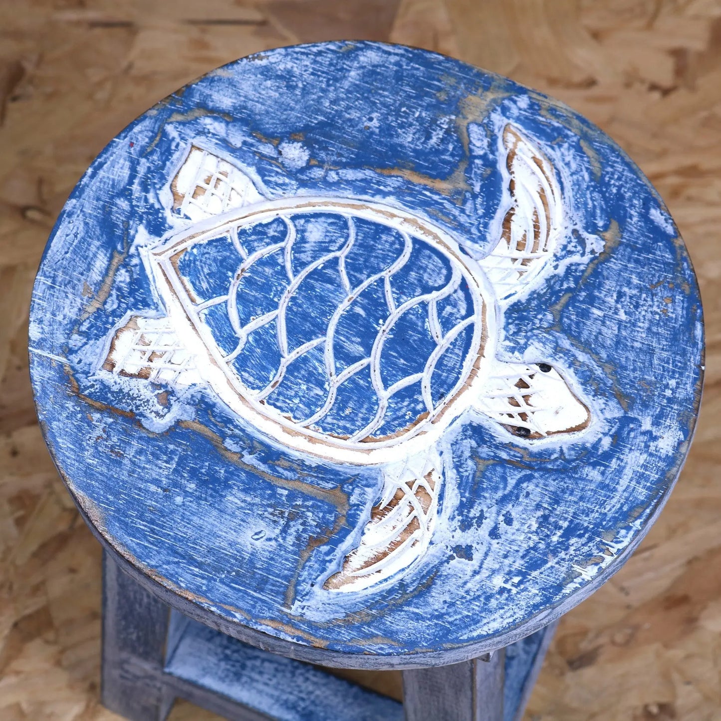 Kavi Kids Wooden Stool 25cm Turtle Design - Top View