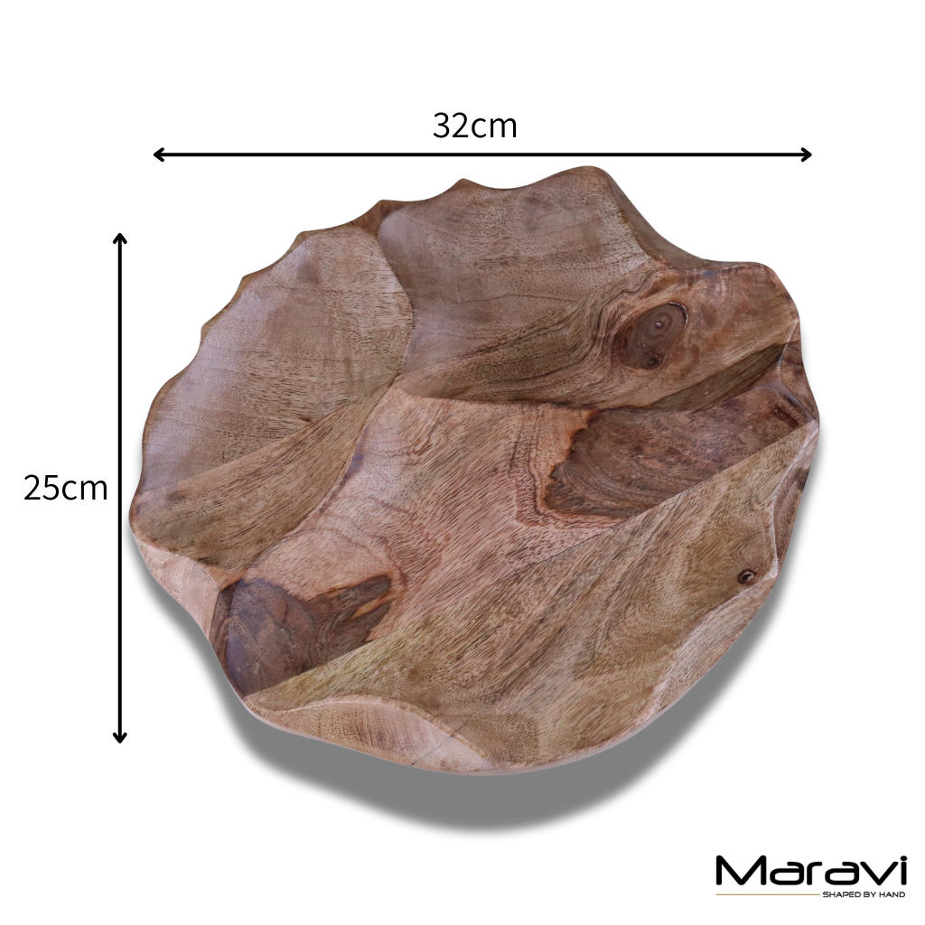Kavira Divided Serving Dish Mango Wood - Dimensions