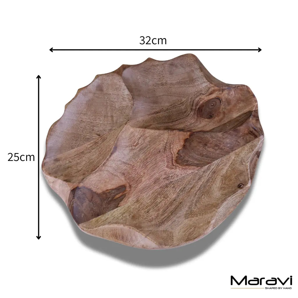 Kavira Divided Serving Dish Mango Wood - Dimensions