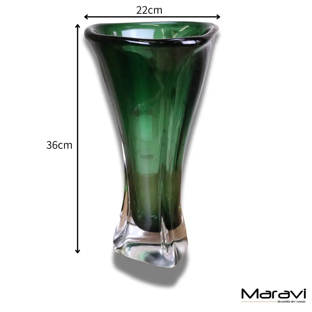 Kesira Luxury Tall Green Glass Vase - DImensions