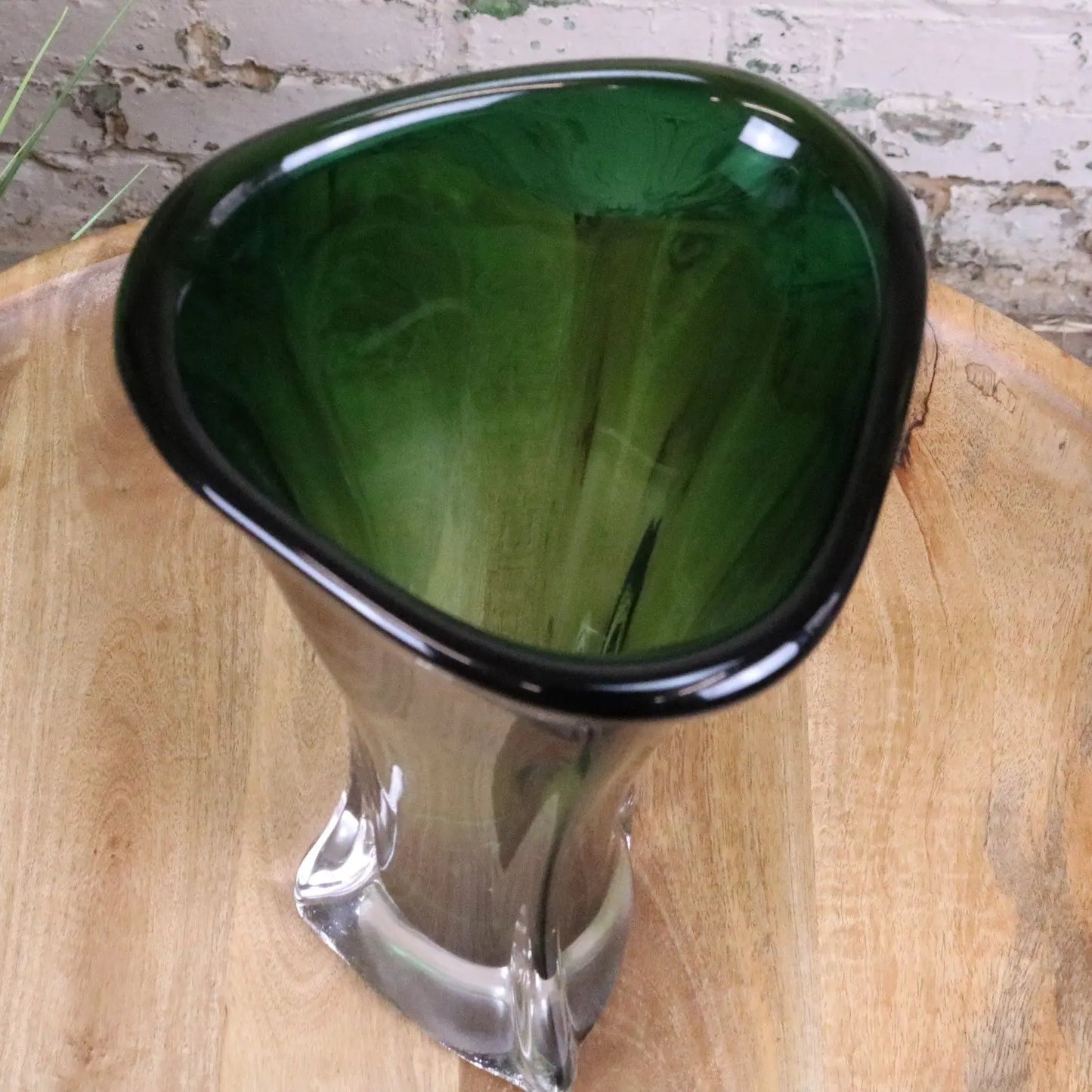 Kesira Luxury Tall Green Glass Vase - Top View