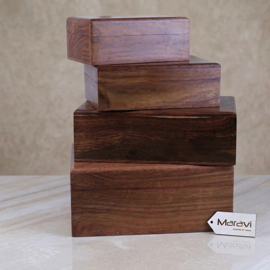 Khalka Plain Wooden Storage Boxes