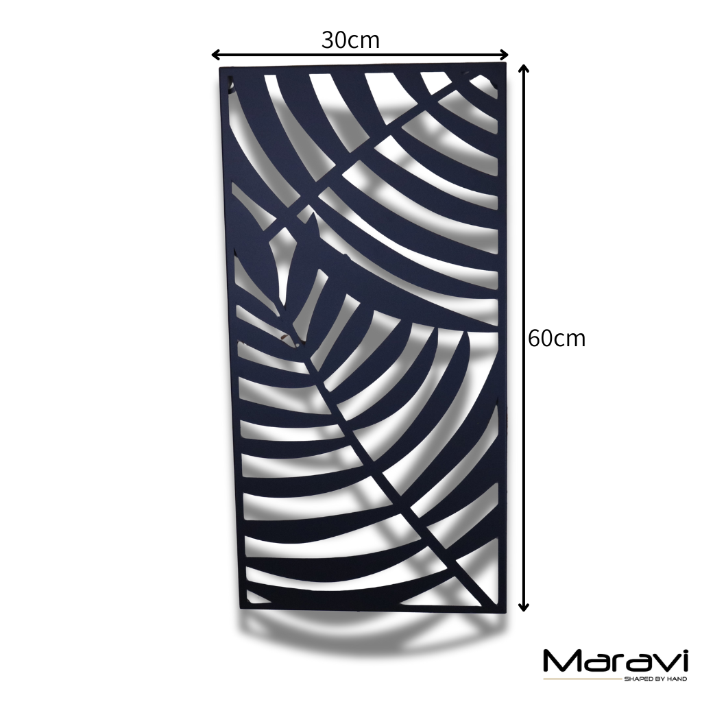Kireta Metal Black Wall Art Leaf Design - Dimensions