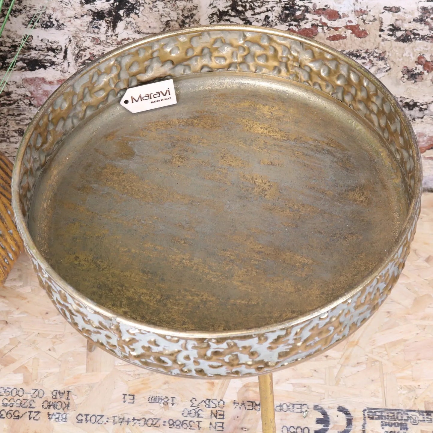 Kovalam Bowl Style Side Table Antiqued Gold - Top View