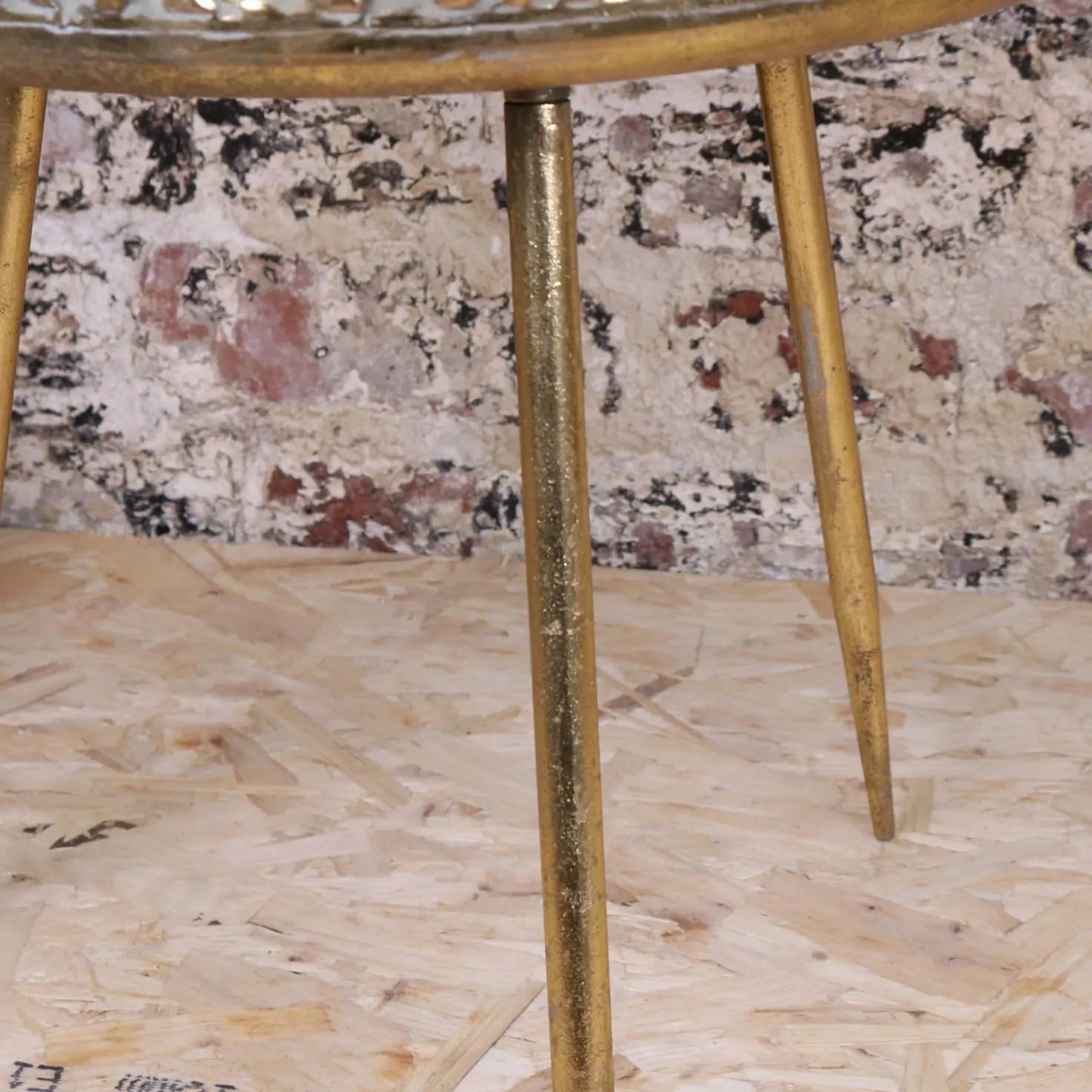 Kovalam Bowl Style Side Table Antiqued Gold - Closeup of Legs