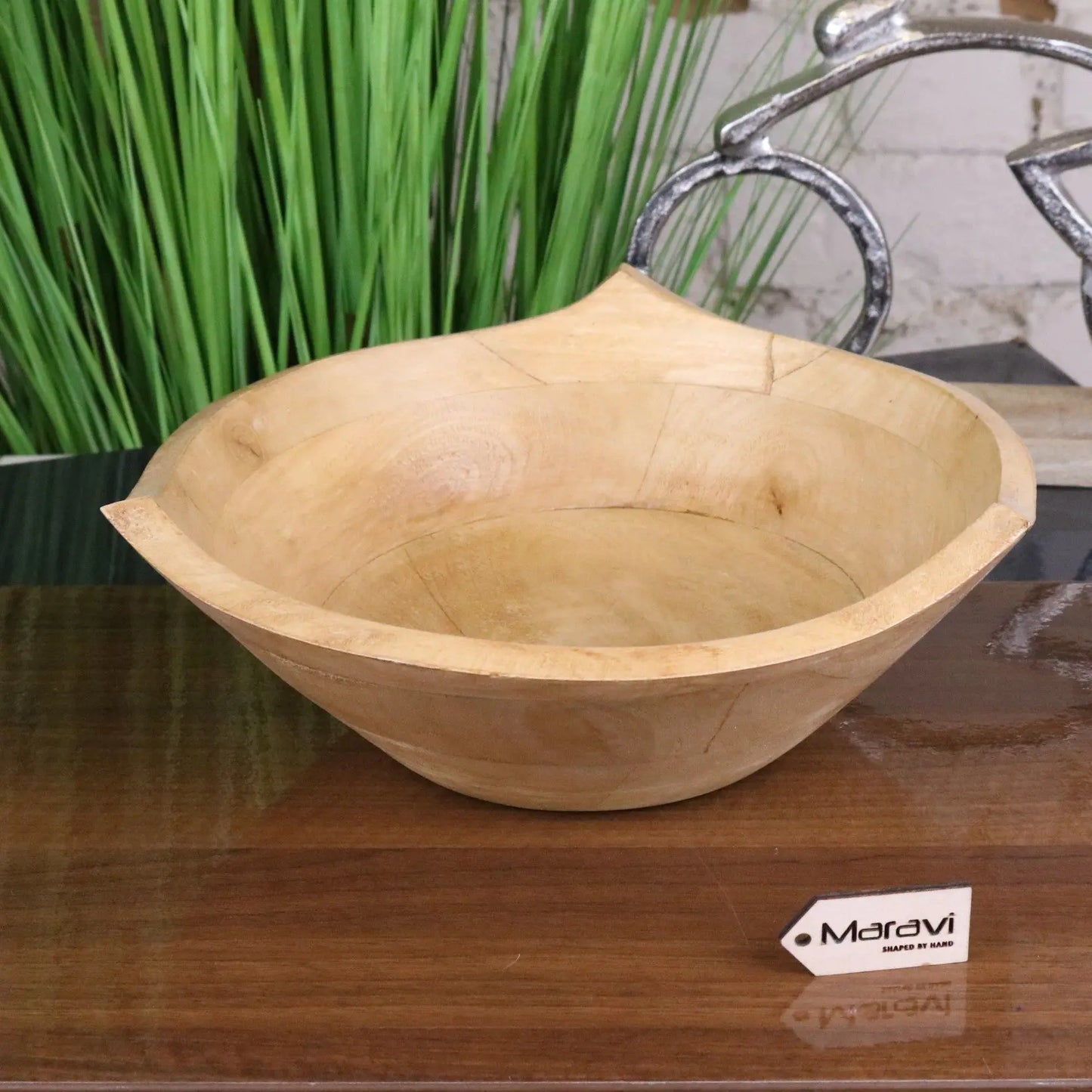 Lailak Three Point Large Wooden Fruit Bowl - Main Image