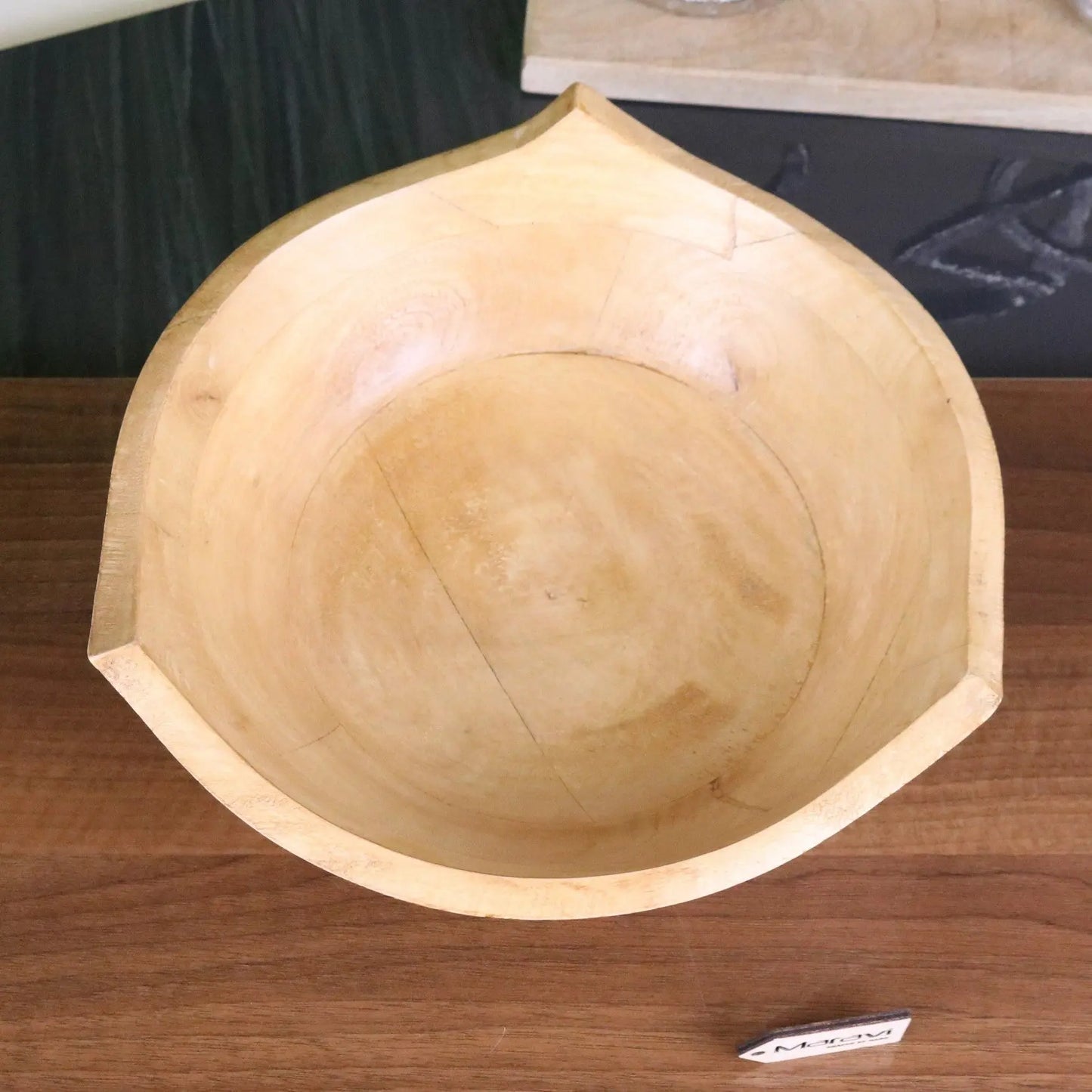 Lailak Three Point Large Wooden Fruit Bowl - Top View