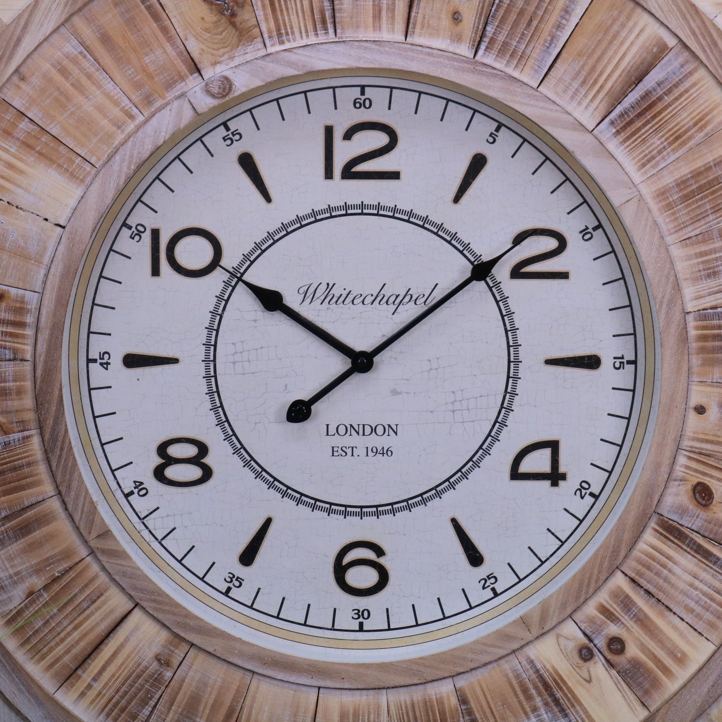 Large Square Wall Clock 80cm Antique Style - Closeup of Clock Face