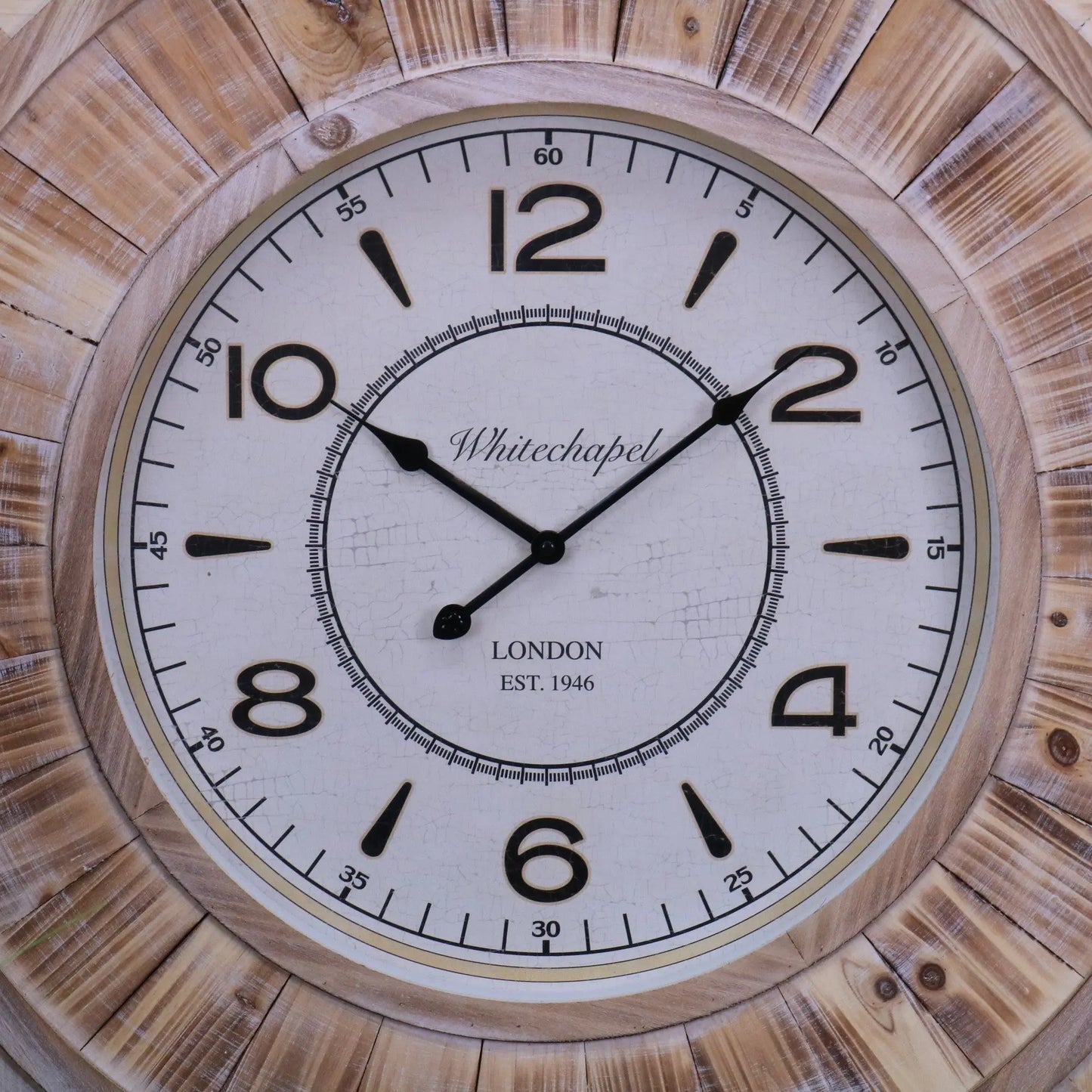 Large Square Wall Clock 80cm Antique Style - Closeup of Clock Face