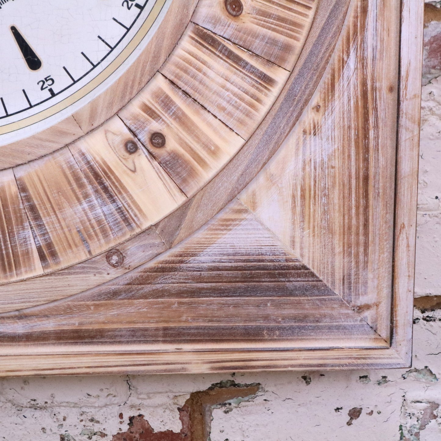 Large Square Wall Clock 80cm Antique Style - Closeup of Bottom Corner