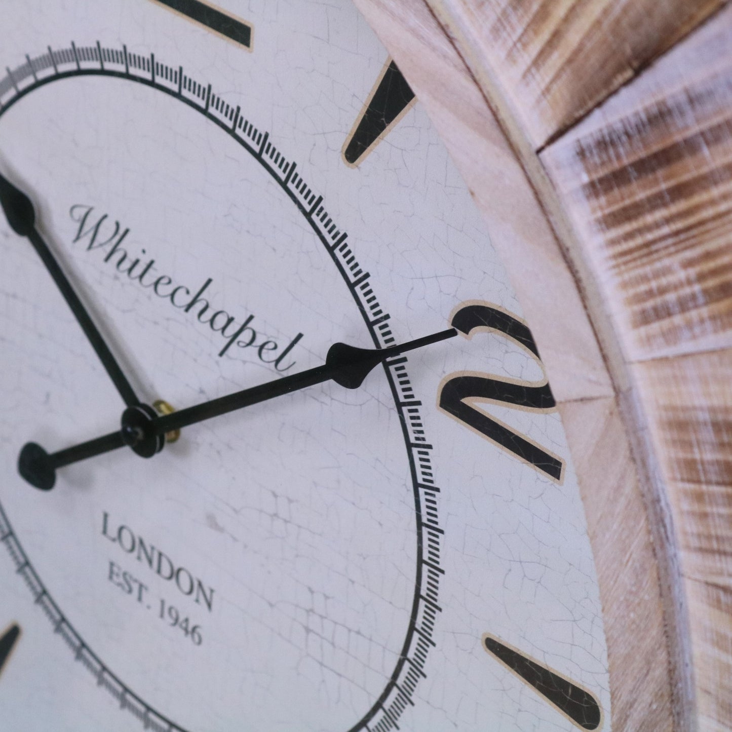 Large Square Wall Clock 80cm Antique Style - Closeup of Numerals