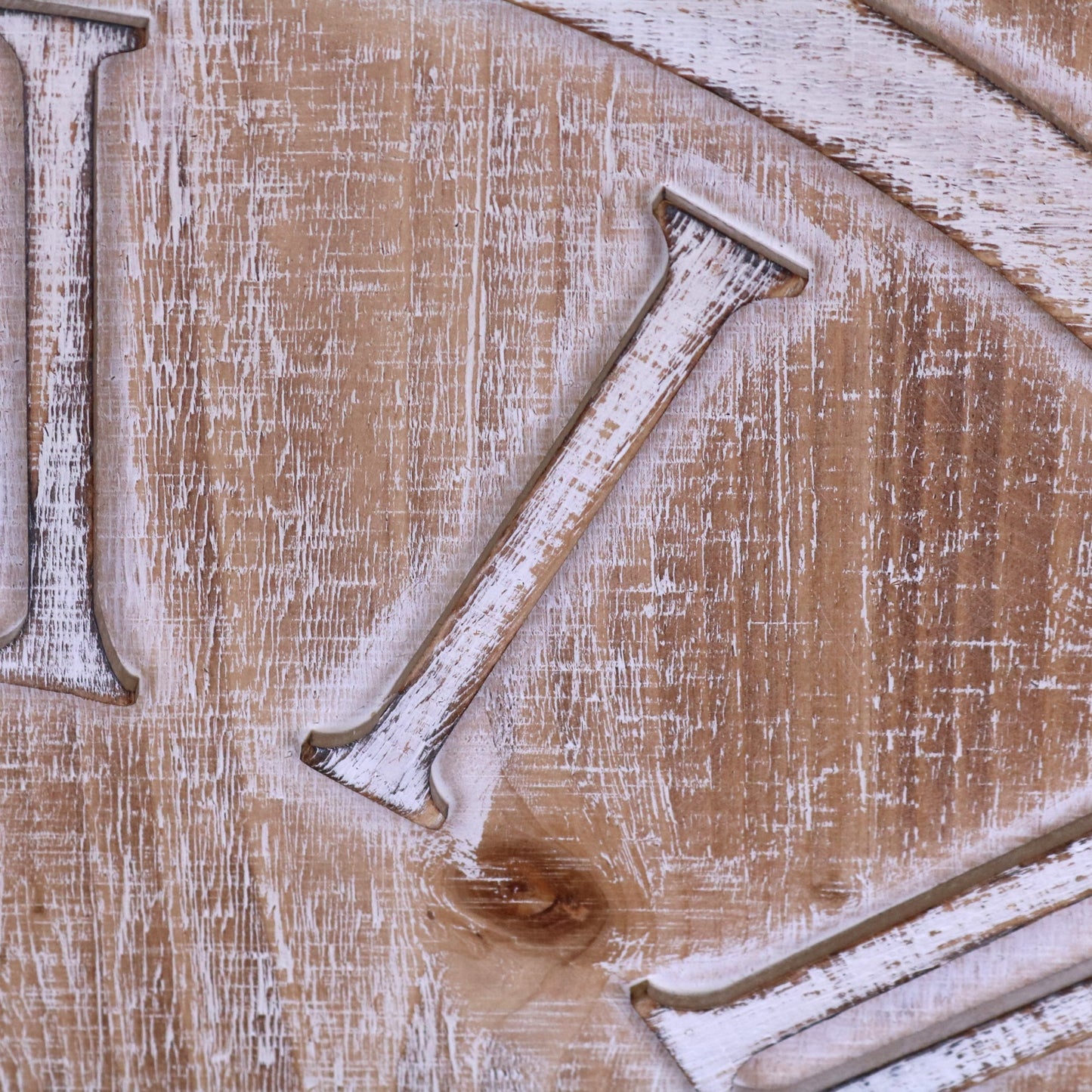 Large Square Wooden Clock 60cm - White Closeup of Wood Grain