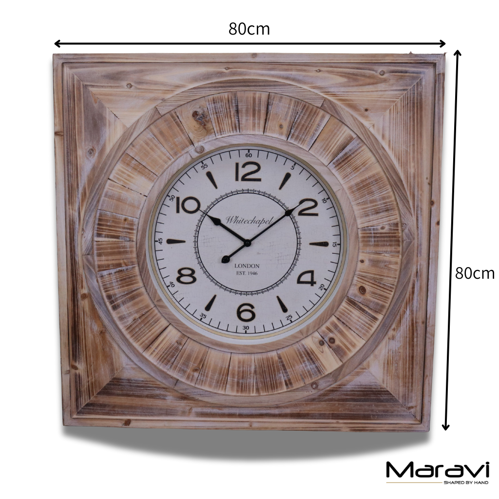 Large Square Wall Clock 80cm Antique Style Dimensions