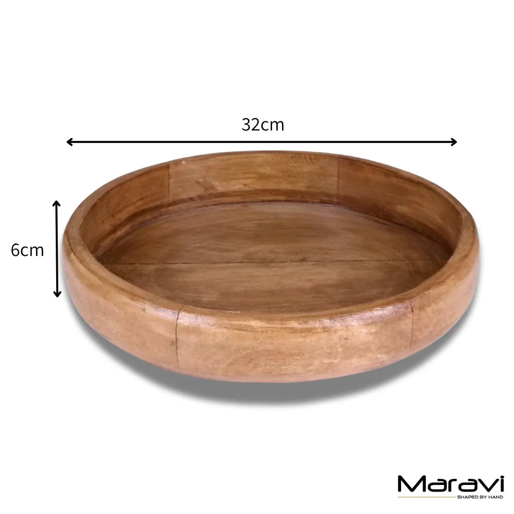 Segti Wooden Fruit Wood Bowl Tray - Dimensions