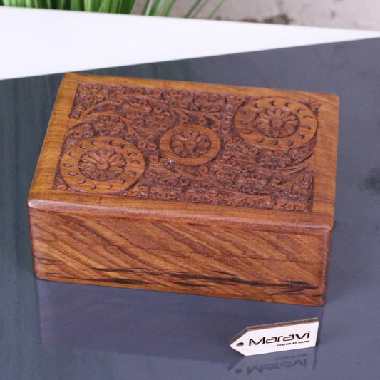 Malira Hand Carved Wooden Box Sheesham Wood - Main Image
