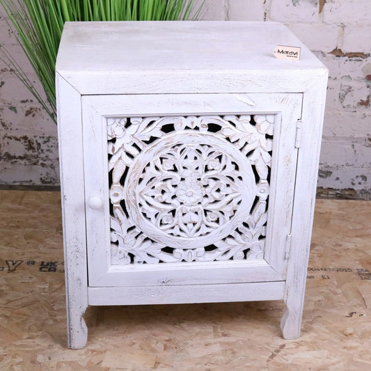 Mehira Mango Wood Bedside Cabinet Antique White - Main Image