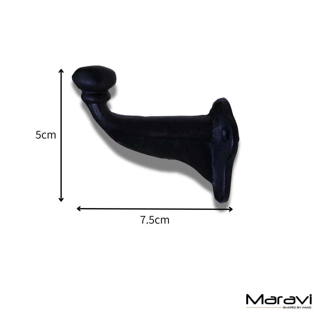 Molari Single Coat Hook Tobar Style Set of 3 - Dimensions