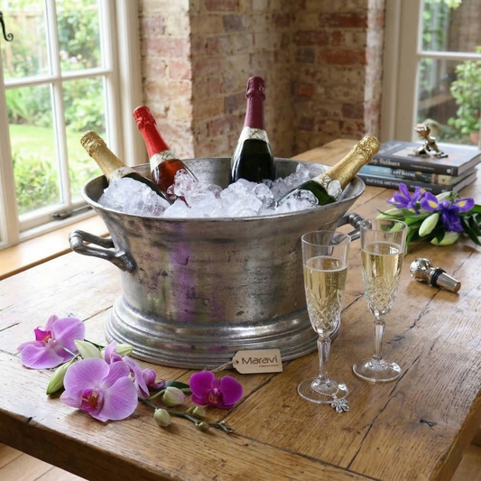 Moyar Large Champagne Ice Bucket Bath Distressed Finish